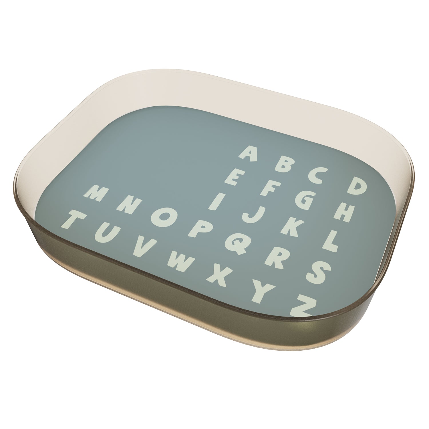 Der Boden der Box, in der sich die Fische befinden, hat das Alphabet aufgedruckt. So sortieren Kinder die Fische in der richtigen Reihenfolge in die Box, bevor sie mit dem Angeln beginnen.