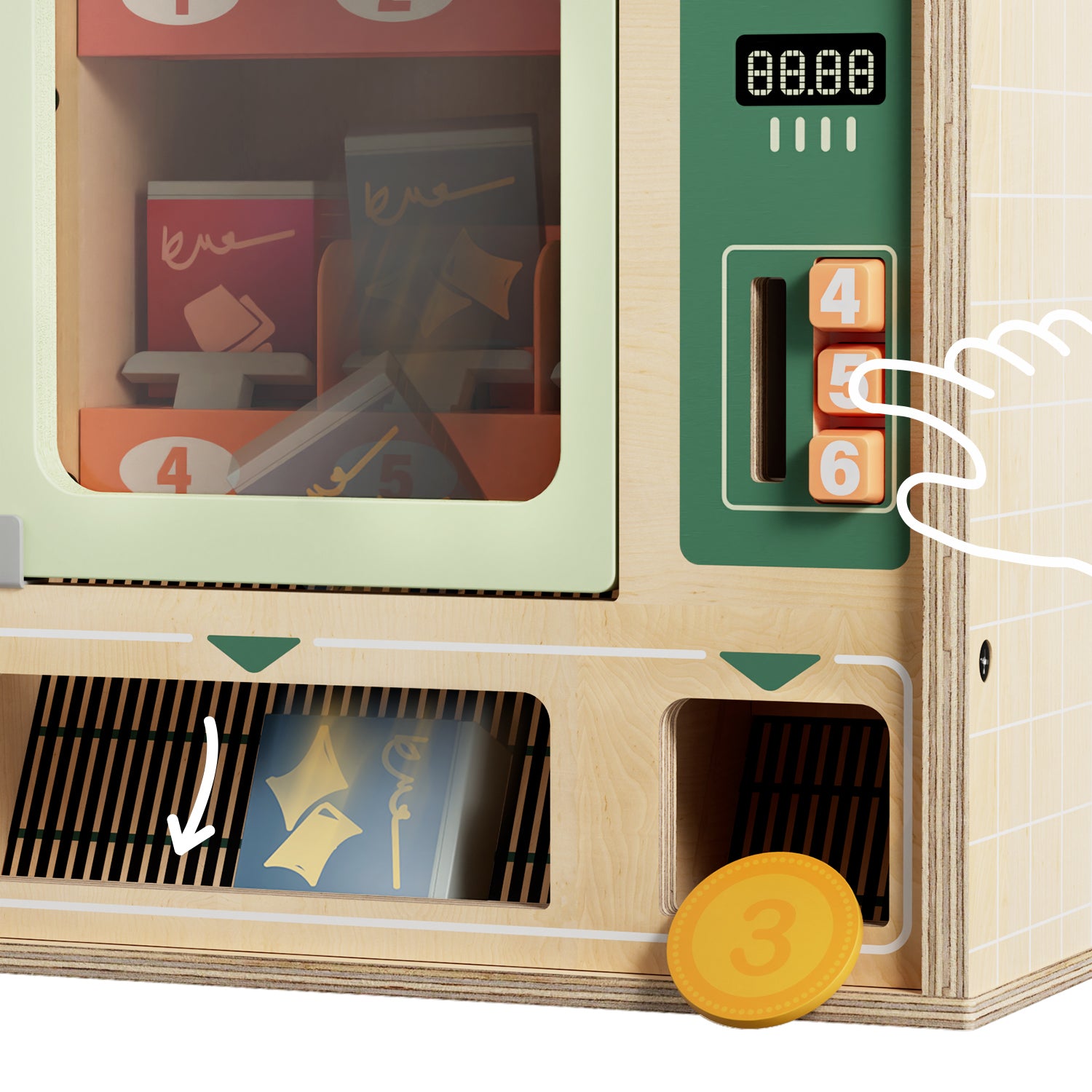 Drücken Kinder auf eine Zahl, fällt das entsprechende Produkt in die Ausgabe. So lernen sie, Zusammenhänge zu verstehen.