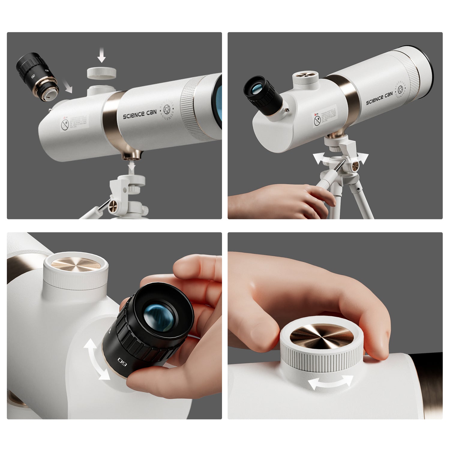 Detailed and easy-to-understand instructions guide you step by step through setting up the telescope. It also provides interesting background information on how to use the telescope and teaches the basics of astronomy.