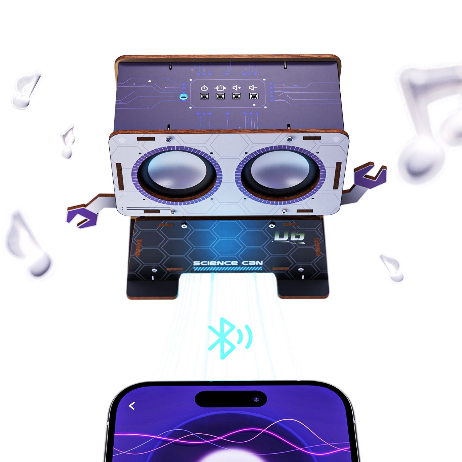 Mit Smartphone verbinden: Die fertig zusammengebaute Soundbox lässt sich kabellos mit einem Smartphone verbinden. So lässt sich Musik direkt über die eingebauten Lautsprecher abspielen.